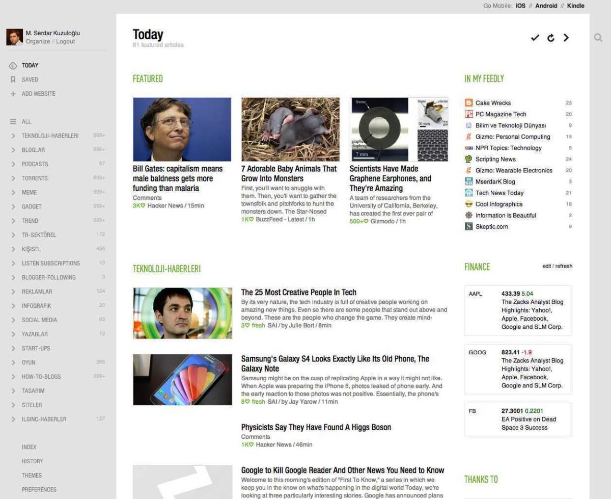 İyi bir Google Reader alternatifi: Feedly